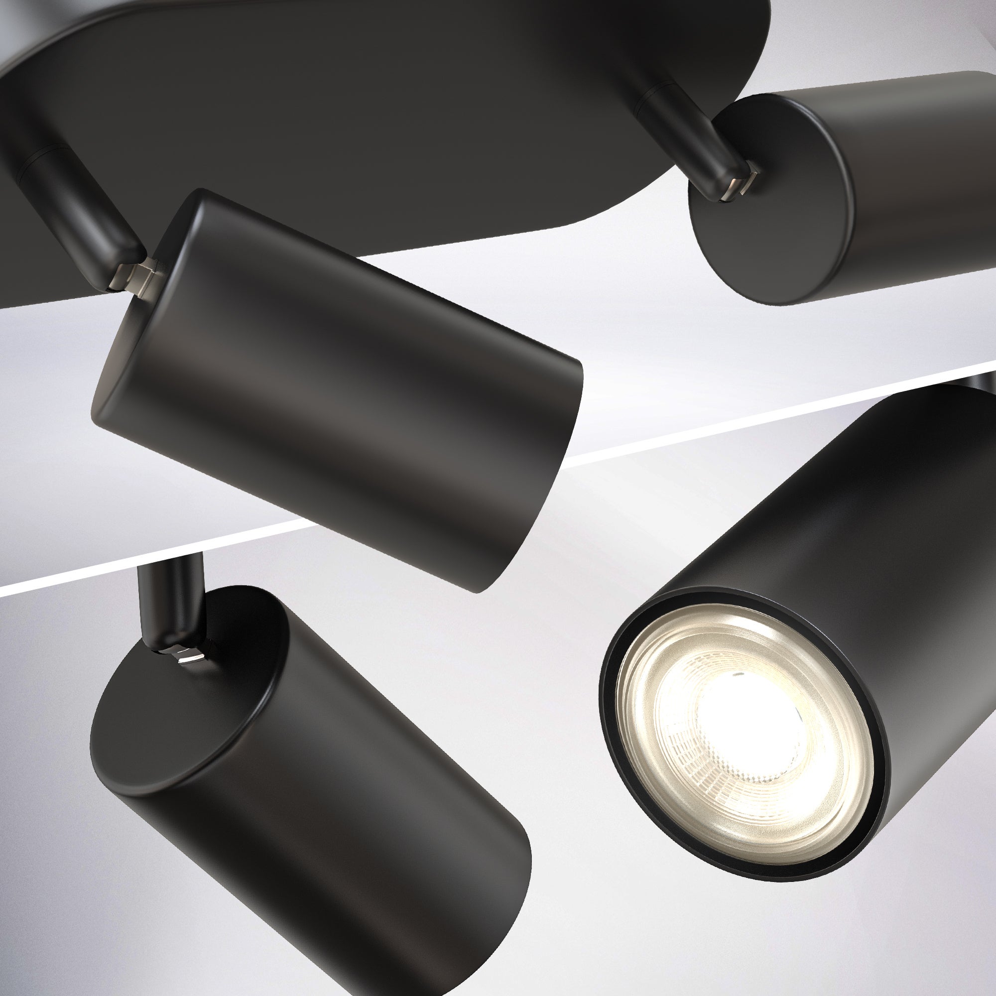 Spot LED 2 lampes - IP20 - 270x60x90mm - Noir - 2xGU10 max. 9W - non dimmable - têtes orientables - B.K.Licht - 3