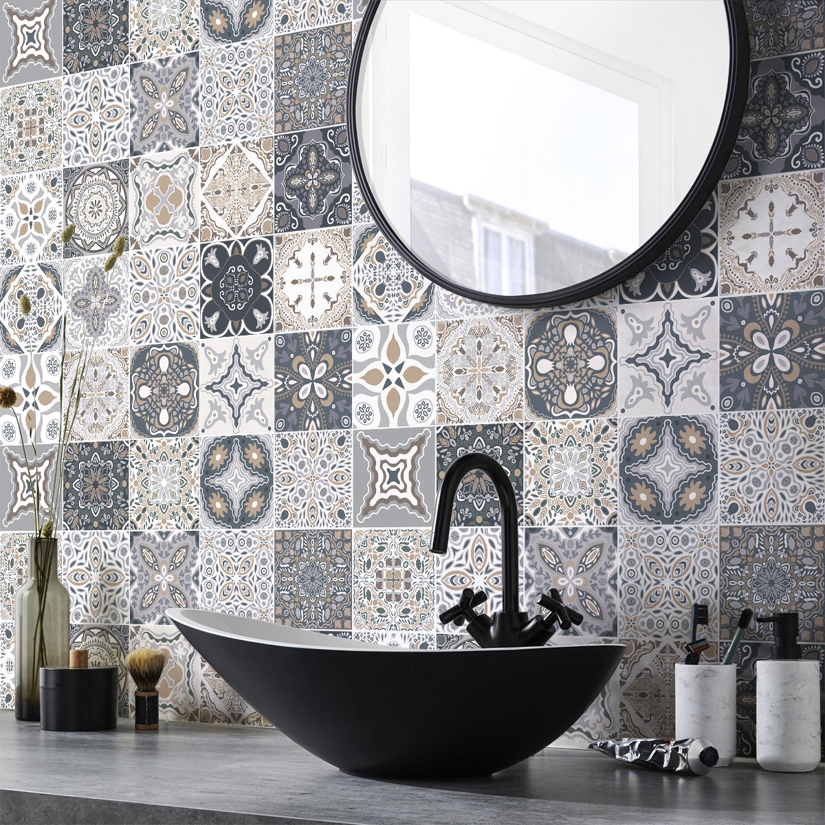9 adesivi piastrelle di cemento azulejos Orfeo - Sticker adesivo - adesivi murali - 9stickers30x30cm - 2
