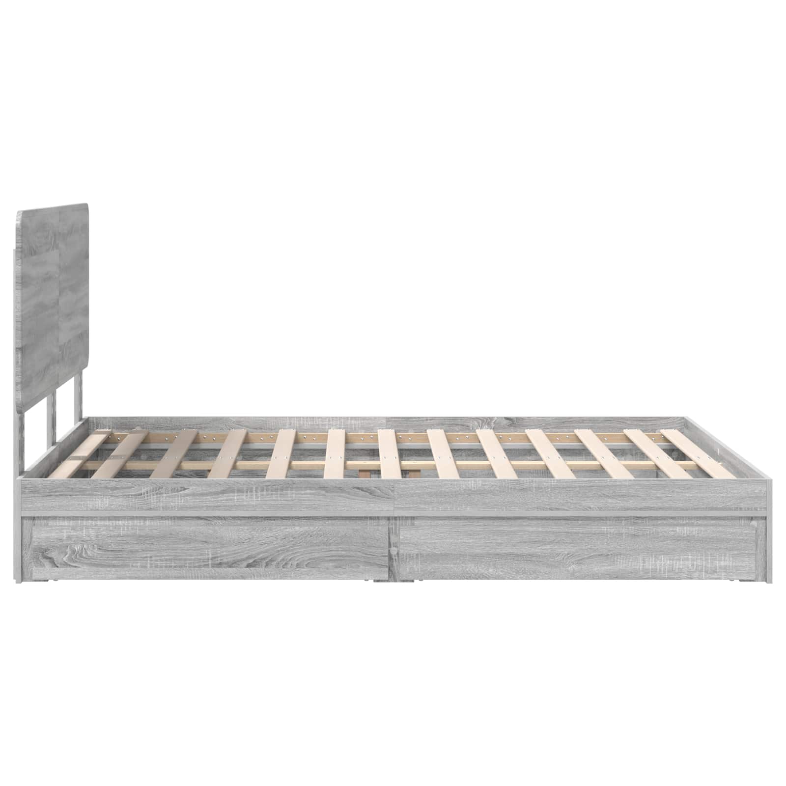 Lit avec rangement, panneau de bois, gris, pour la chambre, 140 × 200 cm - 9