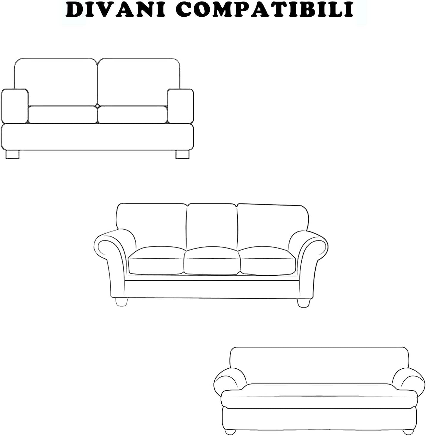 Copridivano Antimacchia 2 Posti Impermeabile Elasticizzato Aderente Fodera Salva Poltrona Panna - 3