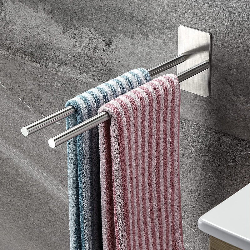 Toallero De Pared Blanco - Toallero De Pared Para El Baño, Sin Taladrar Doble 50cm Organizacion Y Elegancia 91427272