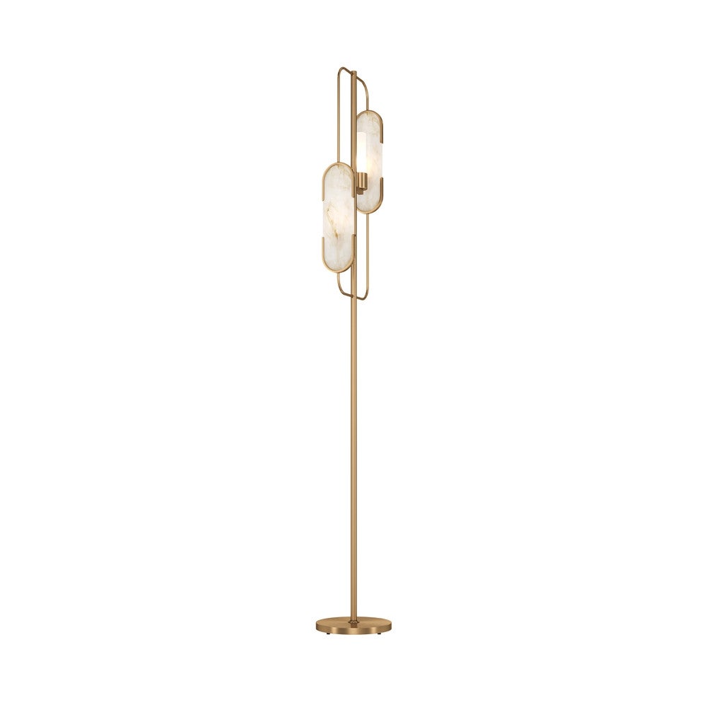 Lampa podłogowa stojąca Marmo mosiężno-złota 2xG9x40W wym: 160 x 23 x 23 cm kamień Maytoni
