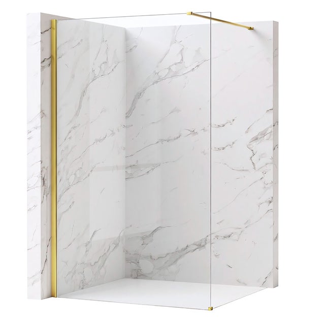 Ścianka Prysznicowa / Kabina Prysznicowa Walk-In Rea Flexi Transparent Złoty , 110 , Szkło Hartowane 8 mm (Przezroczyste)