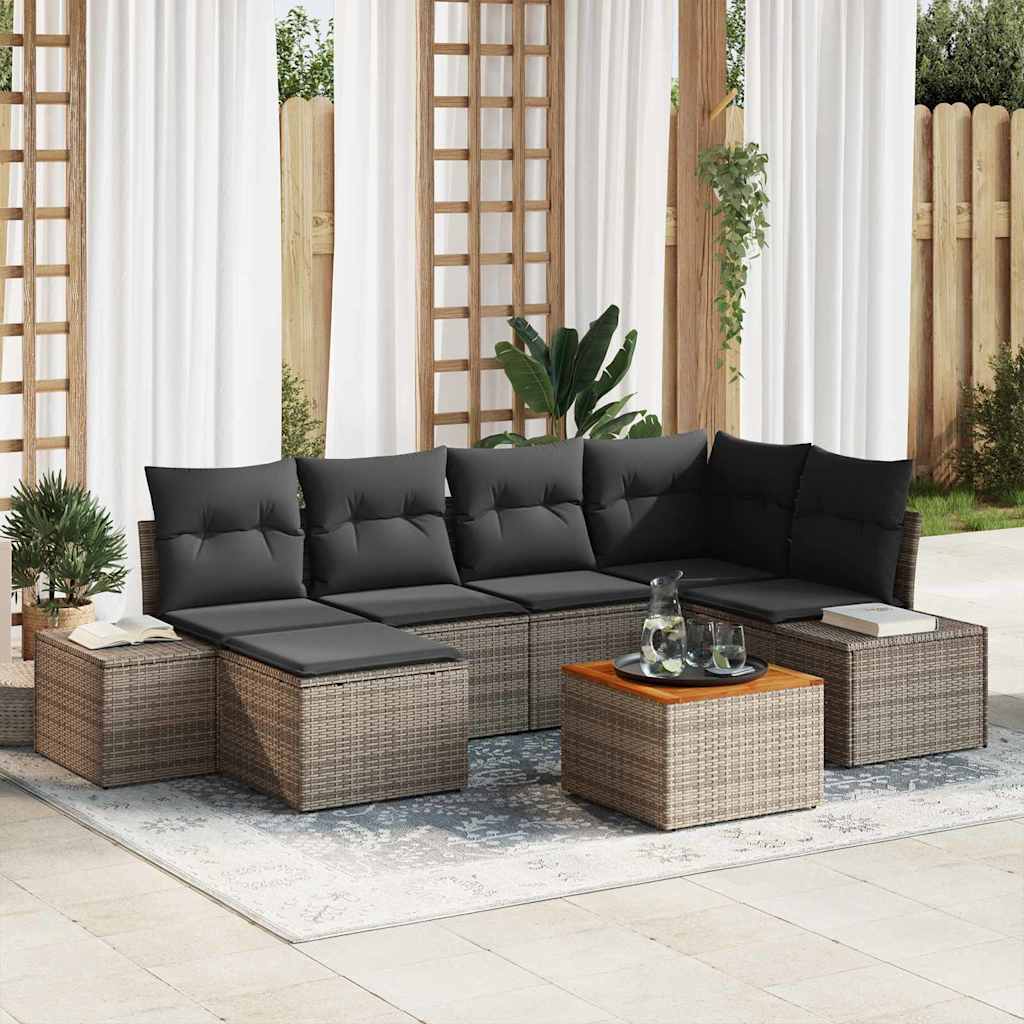 Conjunto de sofás de jardín 7 pcs gris ratán sintético vidaxl