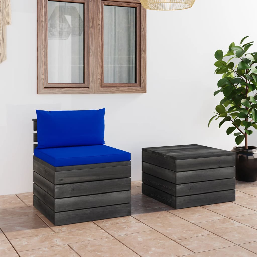 Salotto Da Giardino Su Pallet 2 Pz Set Divani Da Giardino - Mobili Da Giardino Con Cuscini Massello Pino Bv987108 Bonnevie 68383977