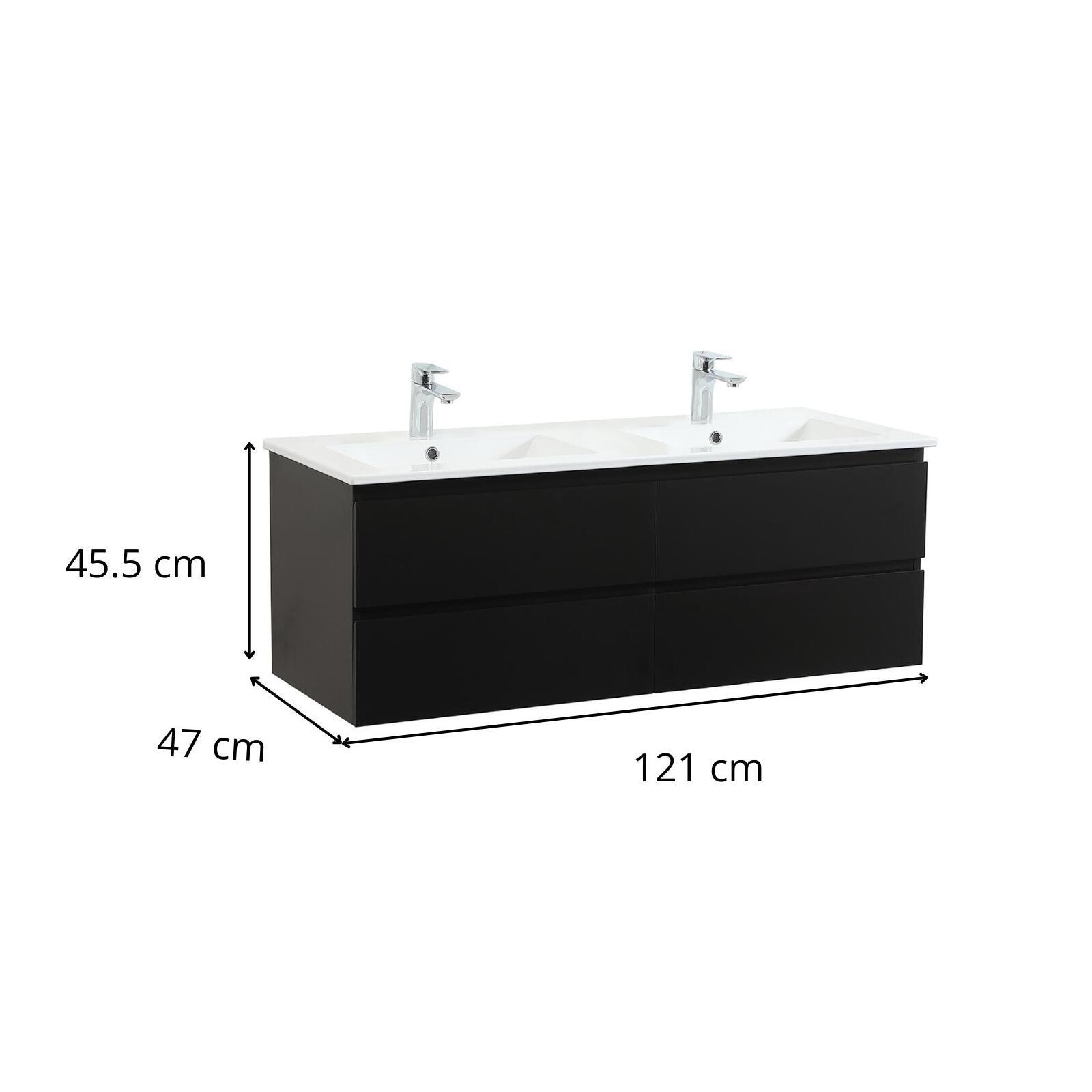 Meuble double vasque SORRENTO suspendu avec plan céramique 120cm - 3