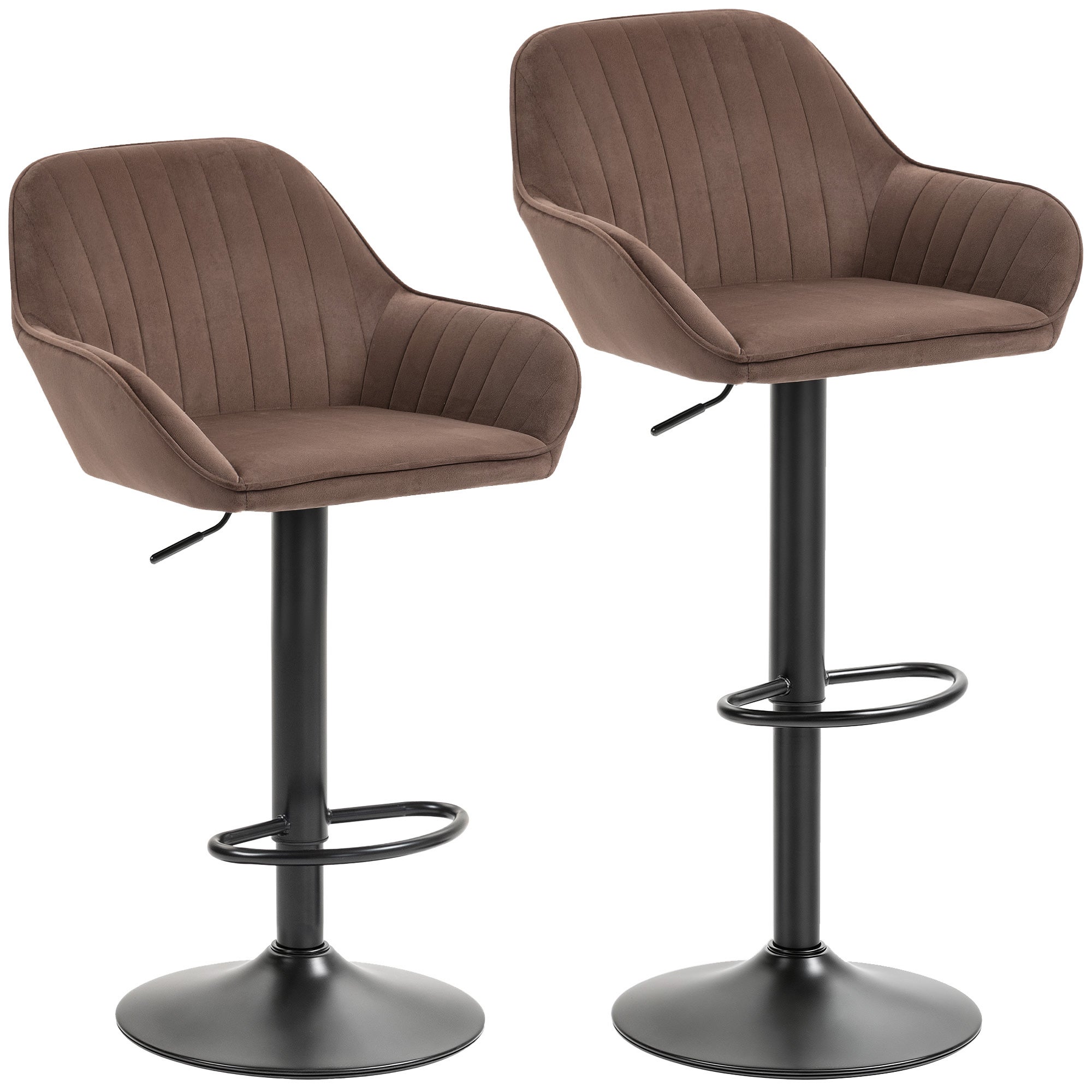 Taburetes de bar homcom terciopelo marrón 50.5x50x107 cm 83a-317v00bn