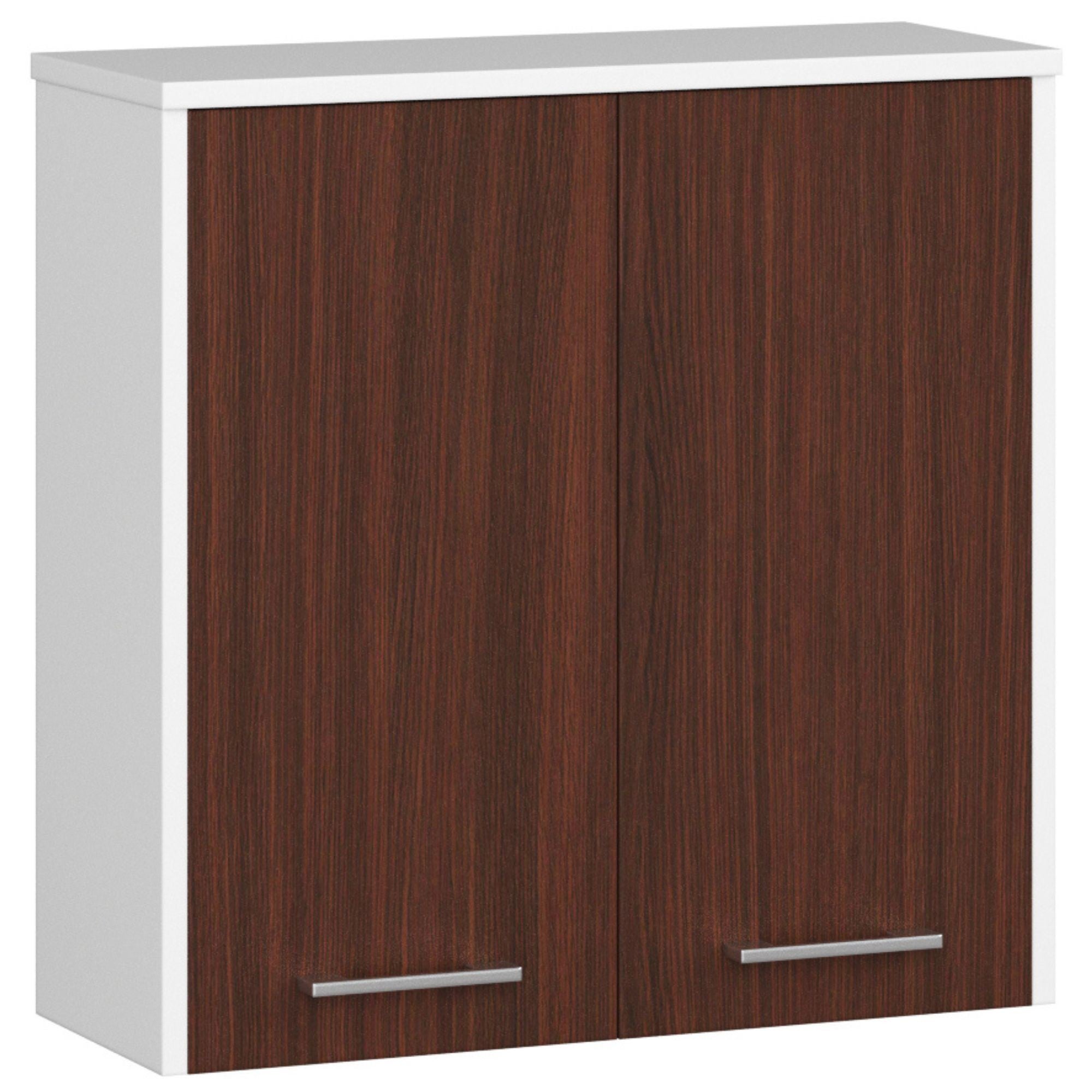 Szafka łazienkowa wisząca: 2 drzwi, 2 półki, biały|wenge, szer.: 60 cm, wys.: 60 cm, gł.: 22,5 cm.