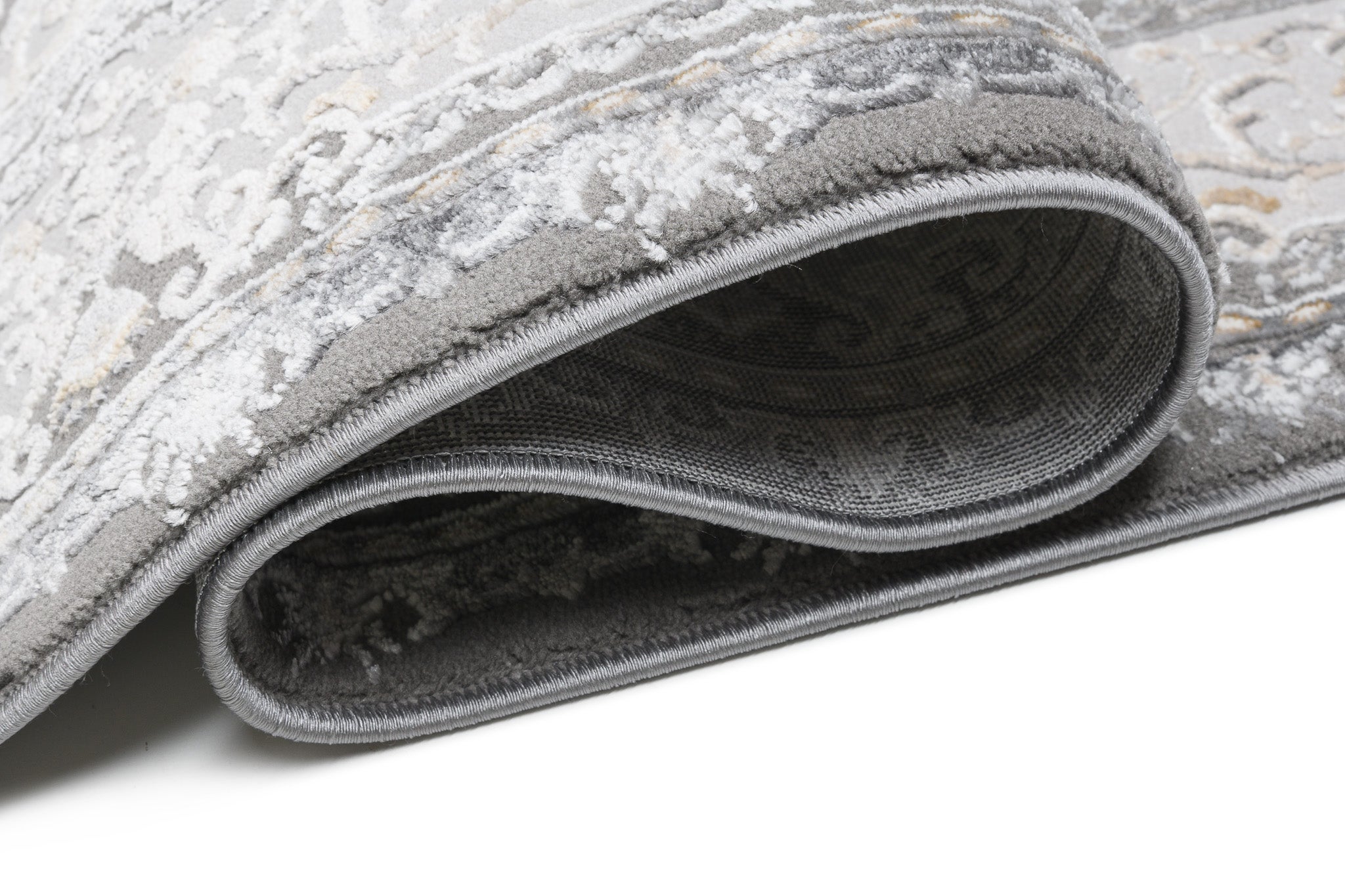 TAPISO Hera Tapis Salon Chambre Brillant Gris Beige Crème Vintage Rosace Floral Ornamental Bordé Moucheté Effet 3D OEKO-TEX 80 x 150 cm - 3