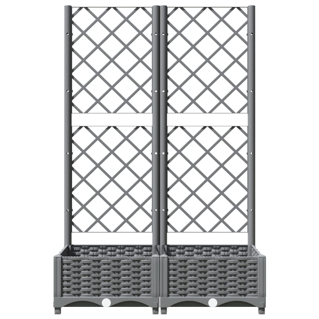 Vaso/floreira jardim c/ treliça 80x40x121,5 cm PP cinza-claro vidaXL - 4