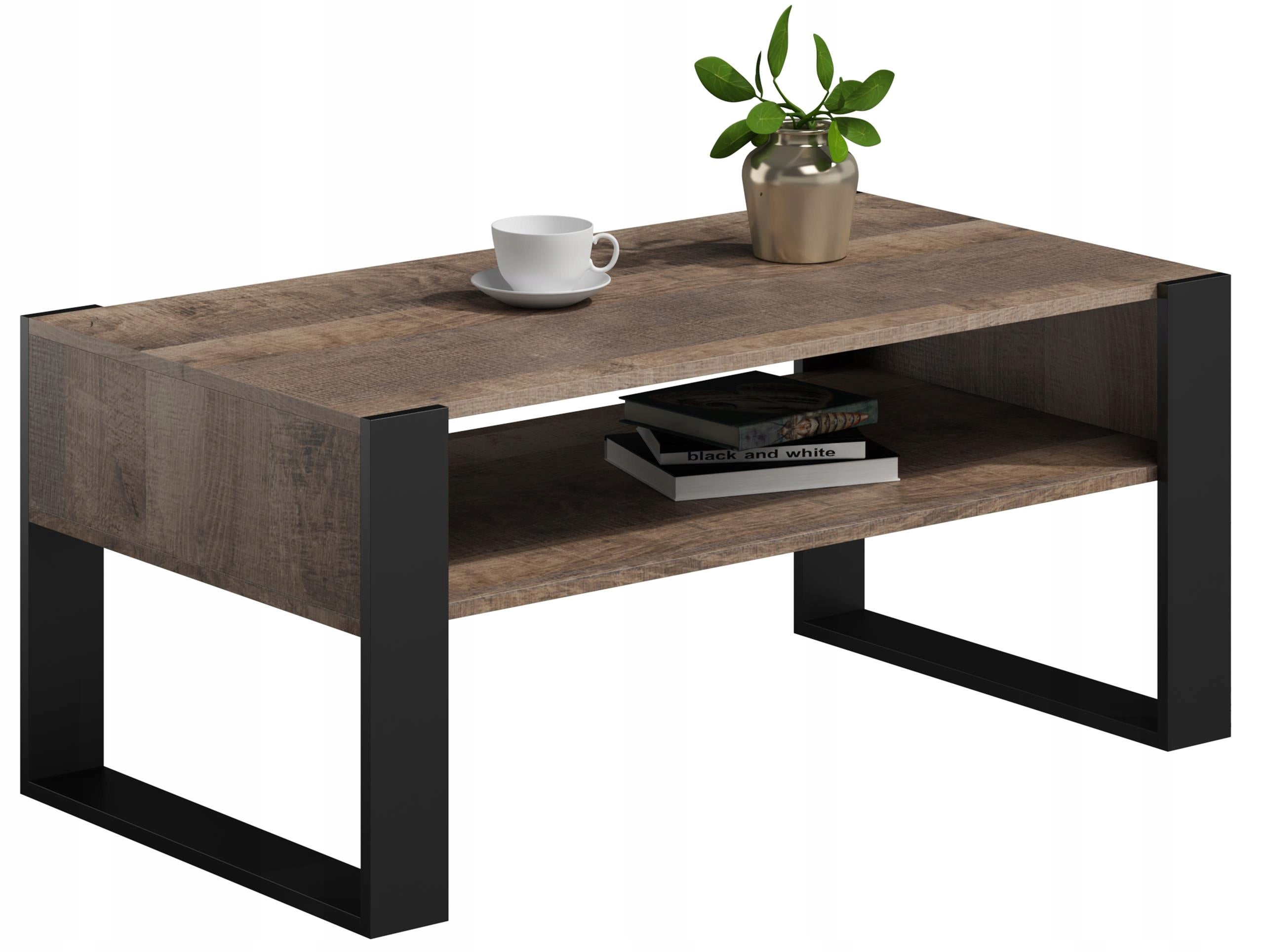 Ława stolik kawowy KAJA 120cm dąb kolonialny-czarny loft retro PER