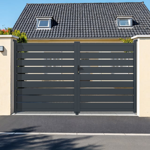 Portail battant 3,5m VOGEL H.180cm aluminium gris