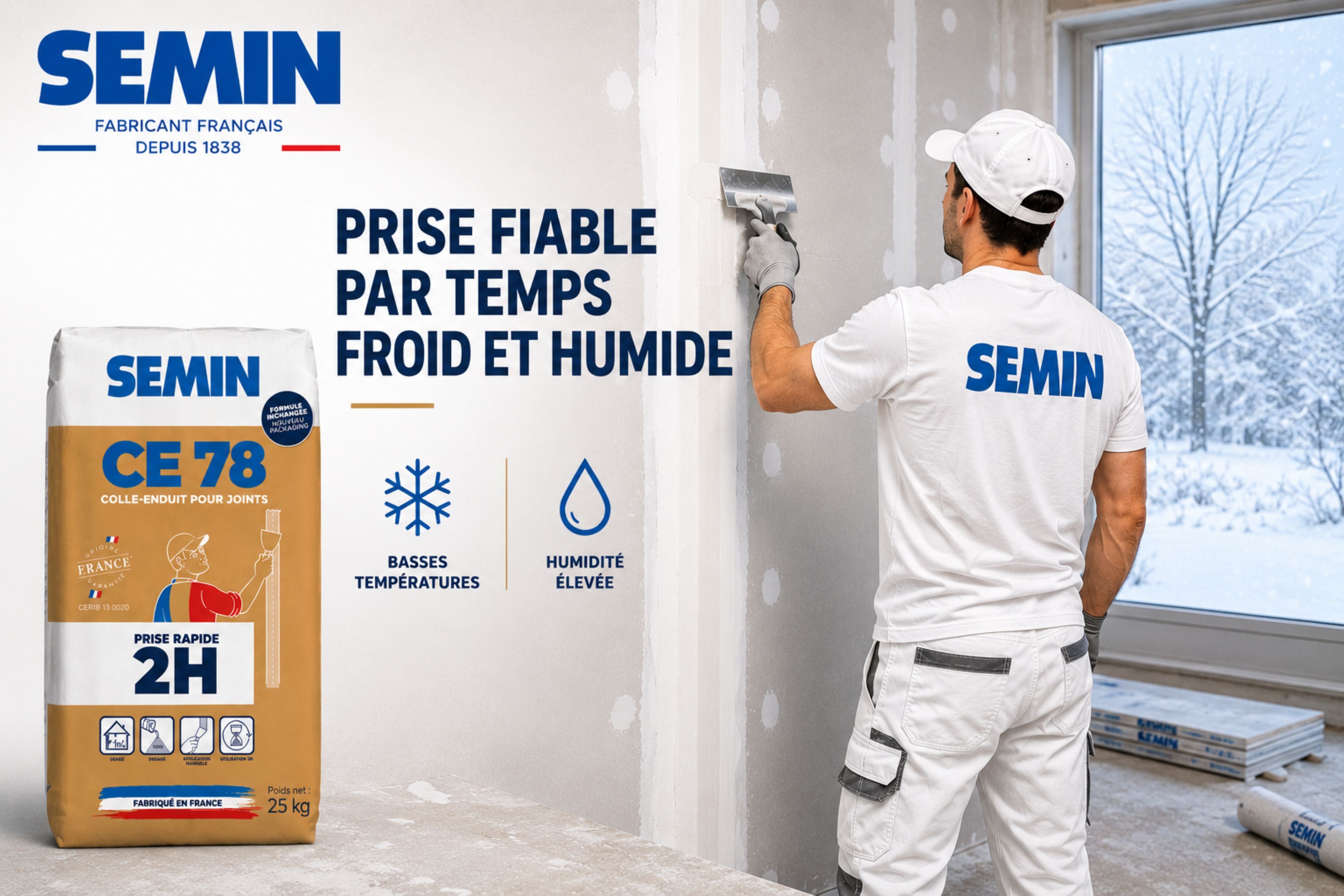 Enduit pour Joints de Plaques de Plâtre CE 78 2 Heures Semin, Intérieur, Sac de 25 kg (lot de 2) - 3