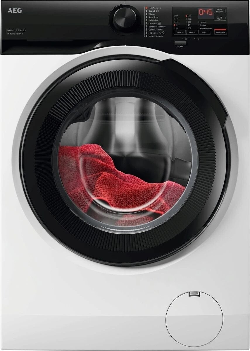 Lavadora AEG LFE6D84N4B de 8Kg Clase A y 1400Rpm | Blanco, AI WashAssist, MaxWash 45`, Motor Inverter