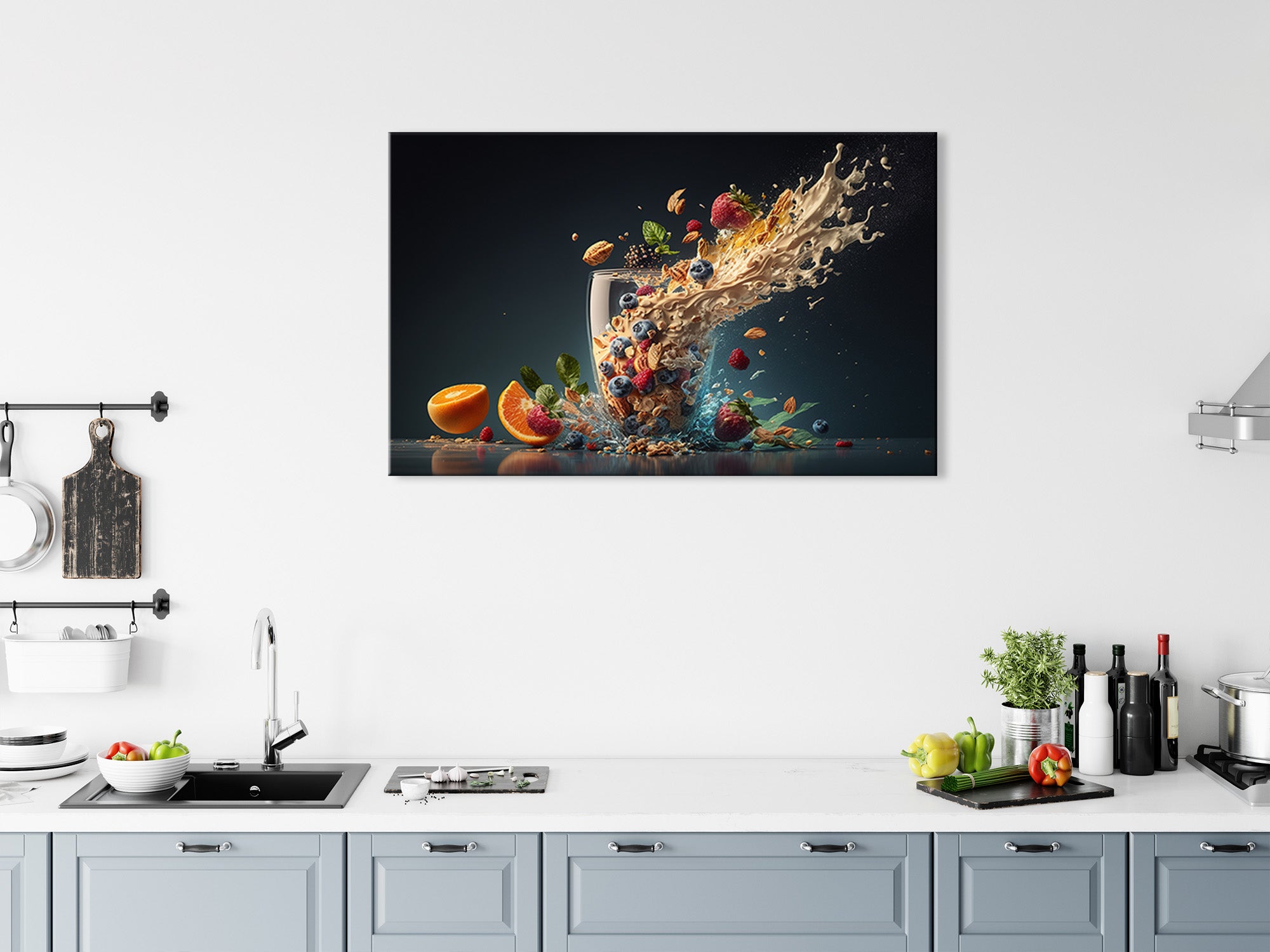 DECLINA, Tableau toile imprimée cuisine, Tableau toile Art déco smoothie givré, 50x30 cm - 3