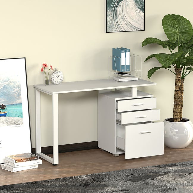 Scrivania Lineare Per Ufficio E Studio Con 5 Cassetti, Tavolo Da Computer Minimal Scrittoio Per Lavoro Cm 117x52h73 Colore Bianco 91964 Scrivania Lineare Per Ufficio E Studio Con 5 Cassetti, Tavolo Da Computer Minimal Scrittoio Per Lavoro Cm 117x52h73 Colore Bianco 91964