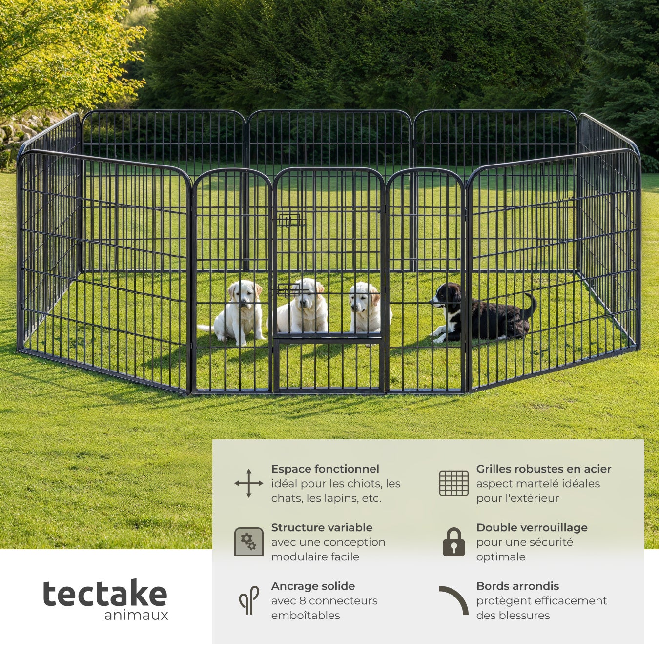 TECTAKE Parque para cachorros 8 peças, dobrável - 2