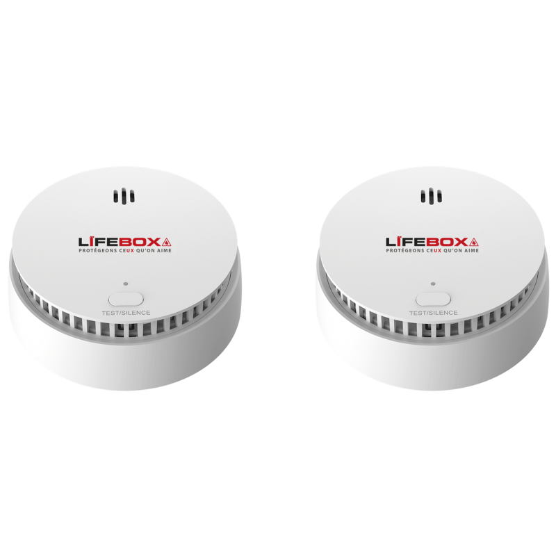 2 Détecteurs de Fumée 10 ans Interconnectables jusqu'à 24 appareils - Télécommande TV - 2