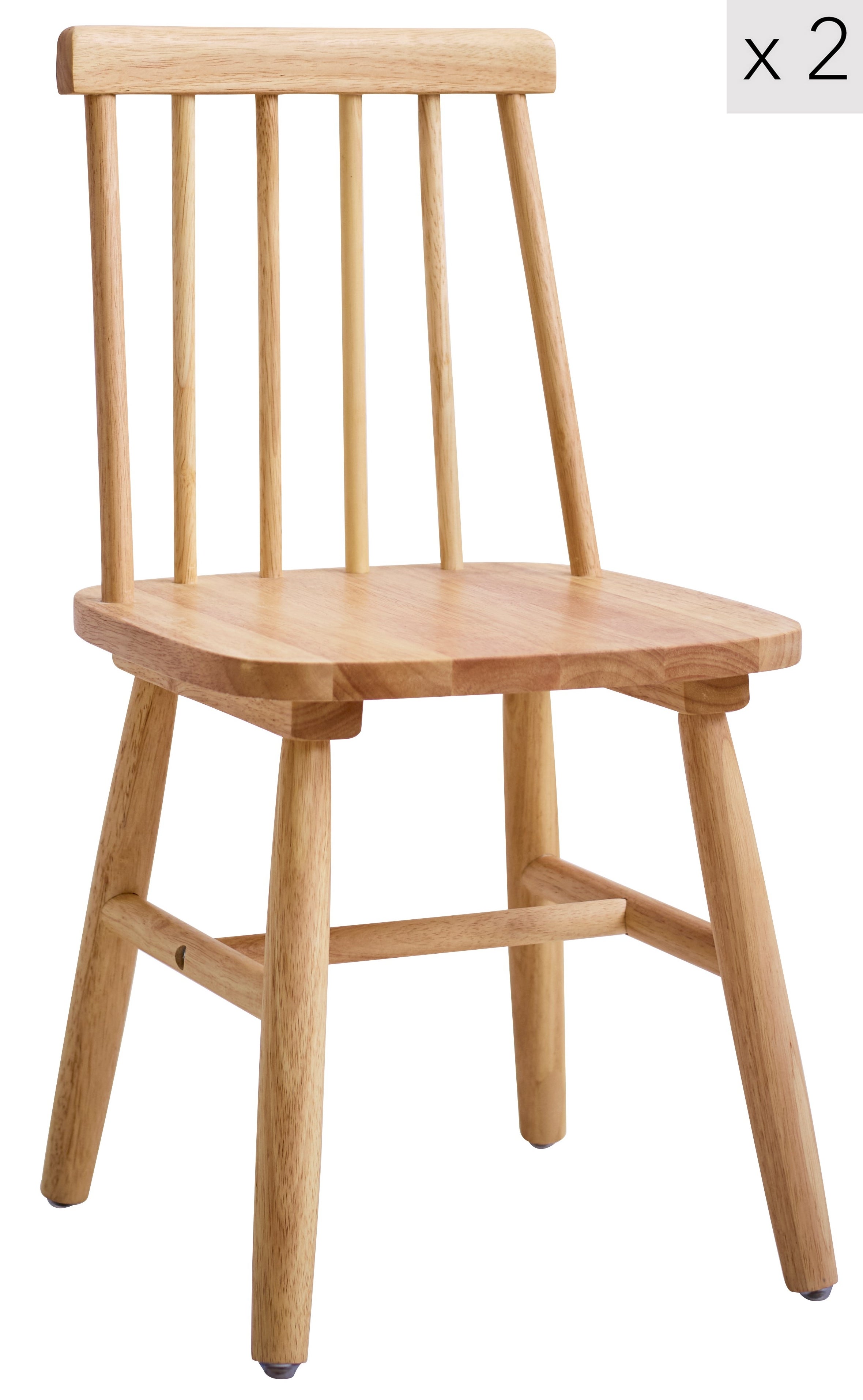 Lot De 4 Chaises De Salle à Manger En Bois Massif Hévéa - Style Colonial - Marron