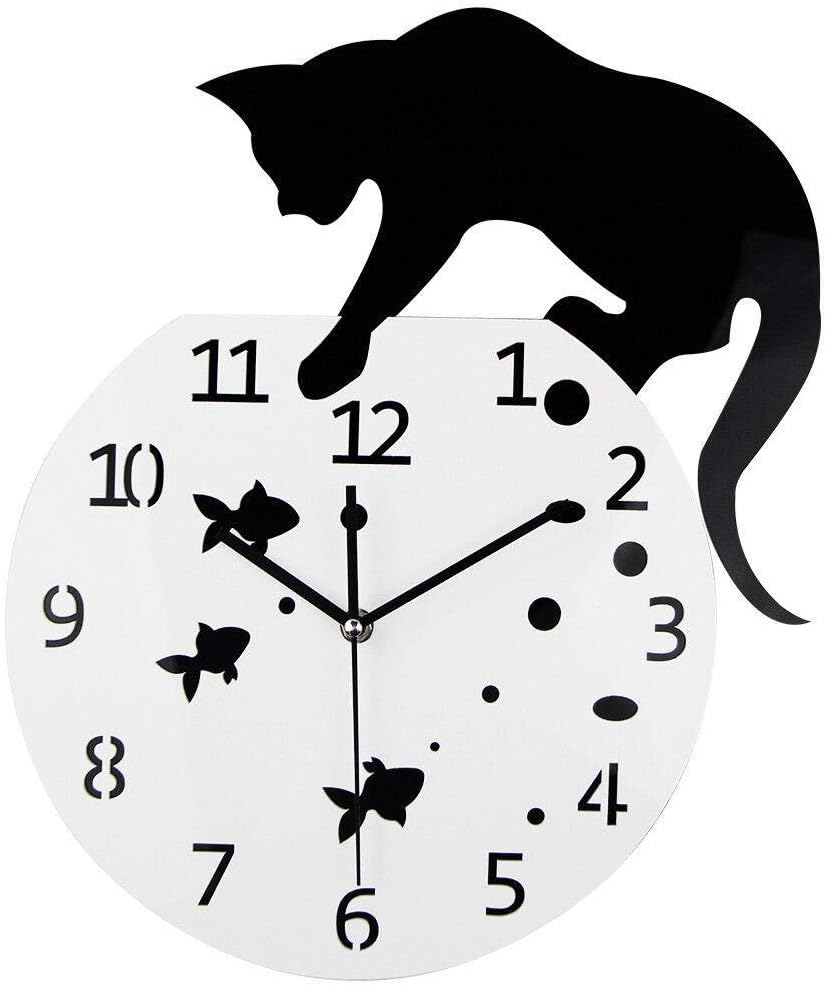 Cichy zegar ścienny Naughty Cat, nowoczesny akrylowy zegar ścienny kwarcowy do domu, salonu, sypialni, biura, kawiarni i baru