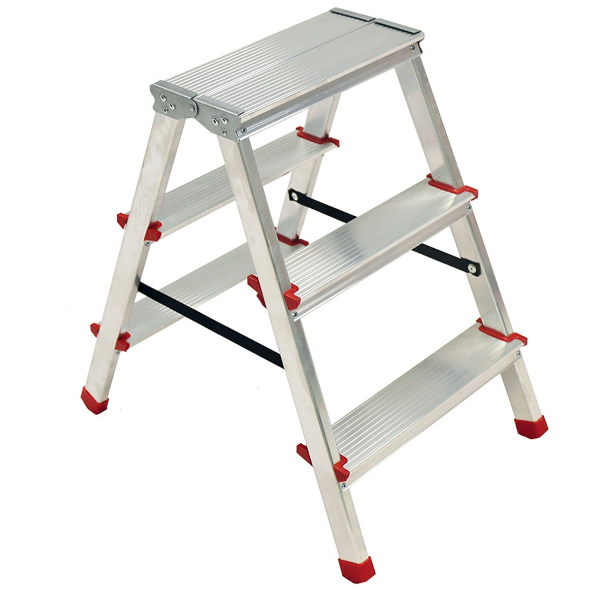 RS Pro 2 escalones de acero con banda de 0,49 m de altura de plataforma,  gris plata, image size:1200x1200