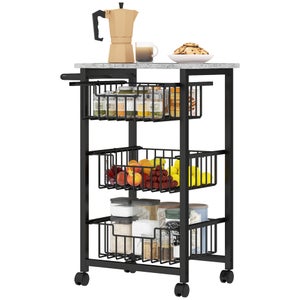 GYMAX Carrello Portaoggetti con Ruote, 3 Cassetti, Carrellino