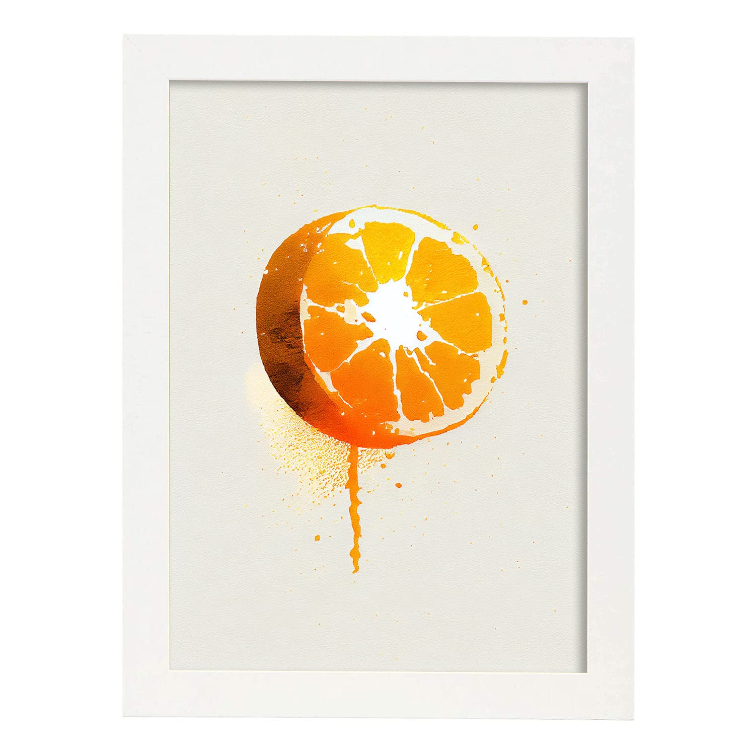Nacnic poster de naranja a todo color ilustraciones de frutas verduras y comida sana en estilo acuarela diseño moderno y modelo 2 a3 con marco blancos