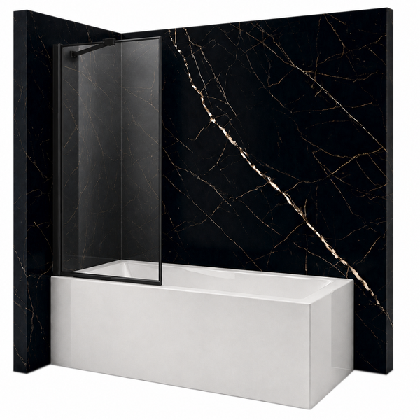 Silla Pare-baignoire VESTON, fixe, 1 volet, H.150 x l.80 cm, Noir, cadre noir
