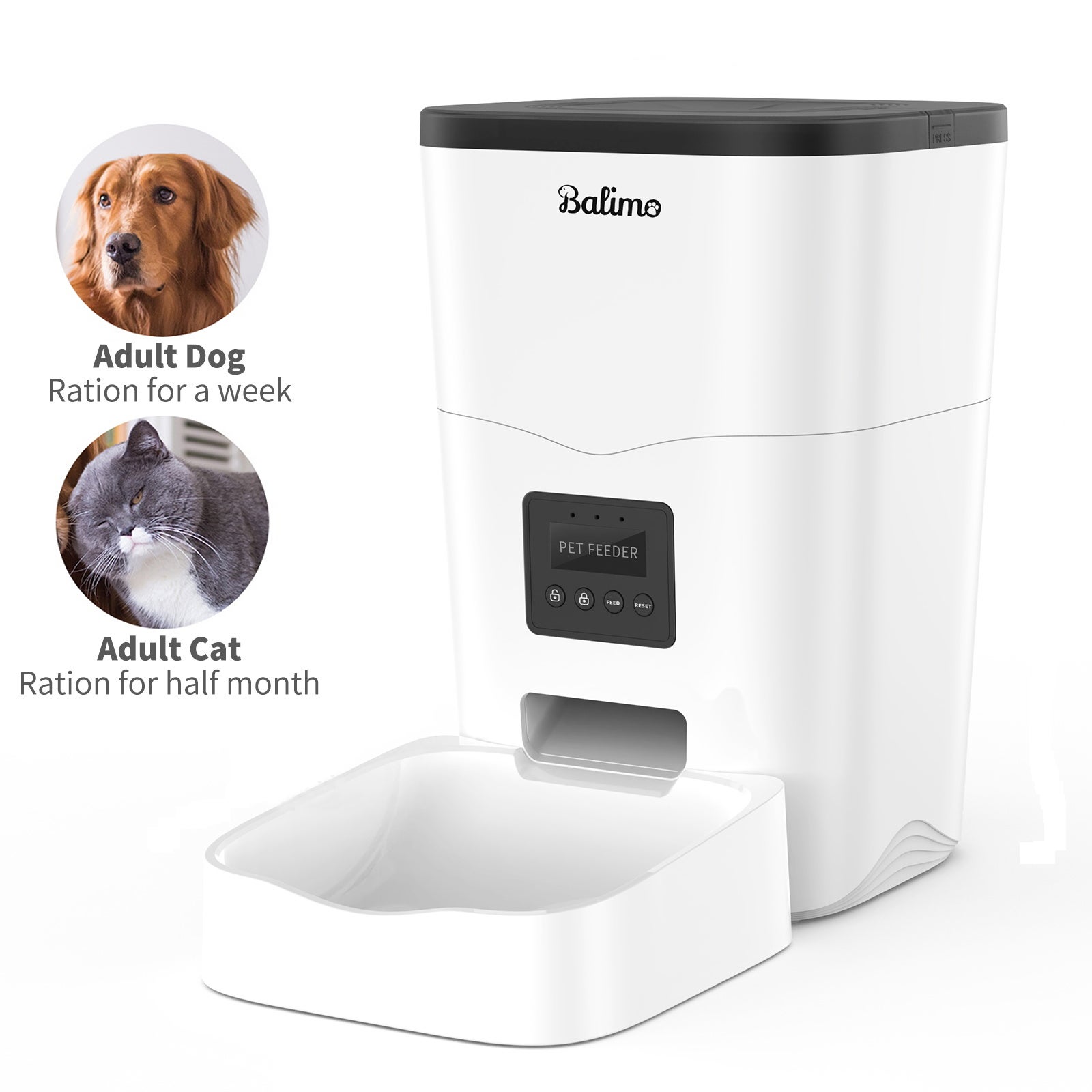 Balimo WIFI Distributeur de Croquettes 3L pour Chats/Chiens Télécommande Téléphone portable LCD,Adaptateur Secteur/Batterie,Fonction d'enregistrement - 9