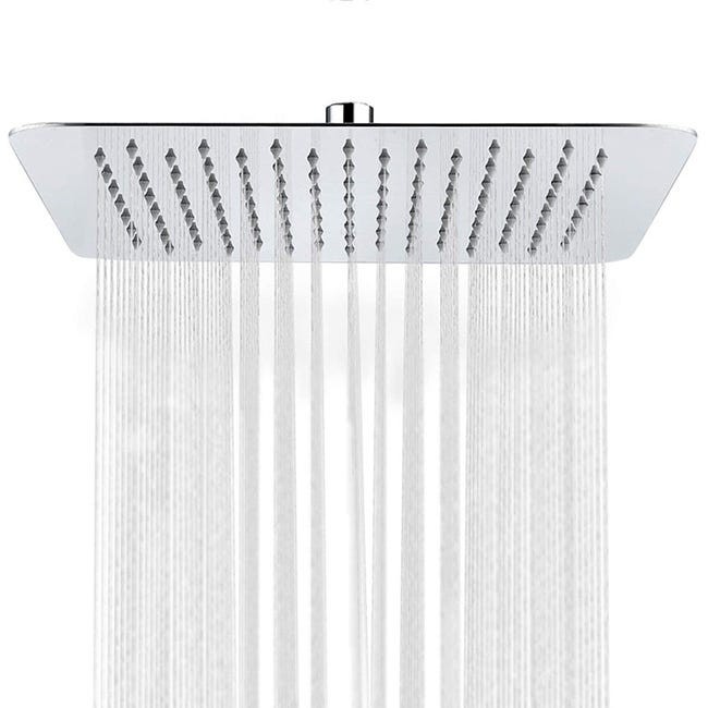 Soffione Doccia Quadrato a Pioggia, Grande 25,4 Cm, Soffione Fisso a Soffione Doccia Quadrato a Pioggia, Grande 25,4 Cm, Soffione Fisso a