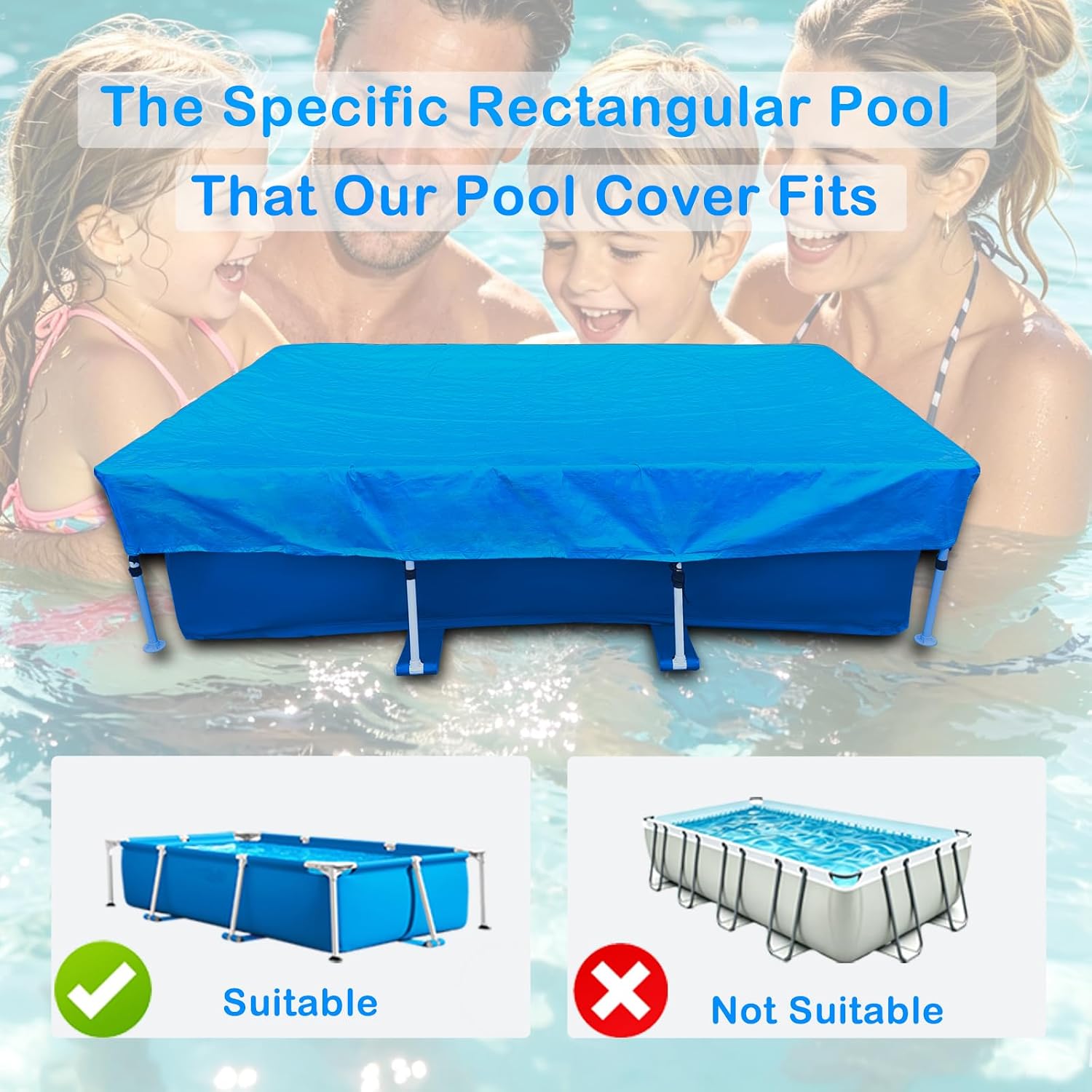 Pool Cover 400 x 210 cm Bâche de Couverture Été et Hiver Hors Sol pour Piscine Rectangulaire Coupe-Vent Imperméable Anti-Poussière - 4