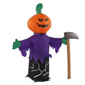 Décor Extérieur Halloween Lumineux EBANKU 4M Train Gonflable Halloween, Fantôme Conduit Un Train Avec Cri De Terreur Squelette Halloween 4k