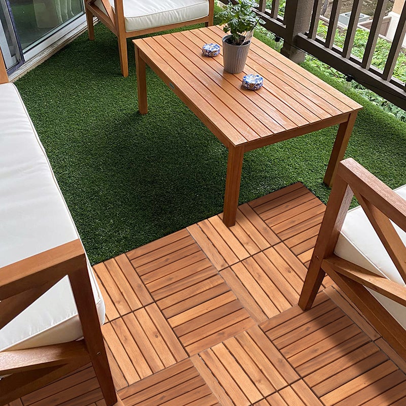 Dalles de terrasse jardin Revêtement de sol extérieur clipsables en bois composite 30x 30cm Type classique 22x - 6