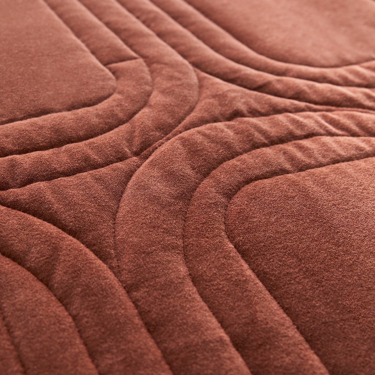 Couvre lit boutis matelassé velours coton Honorine - Terracotta - 230 x 250 cm - 4