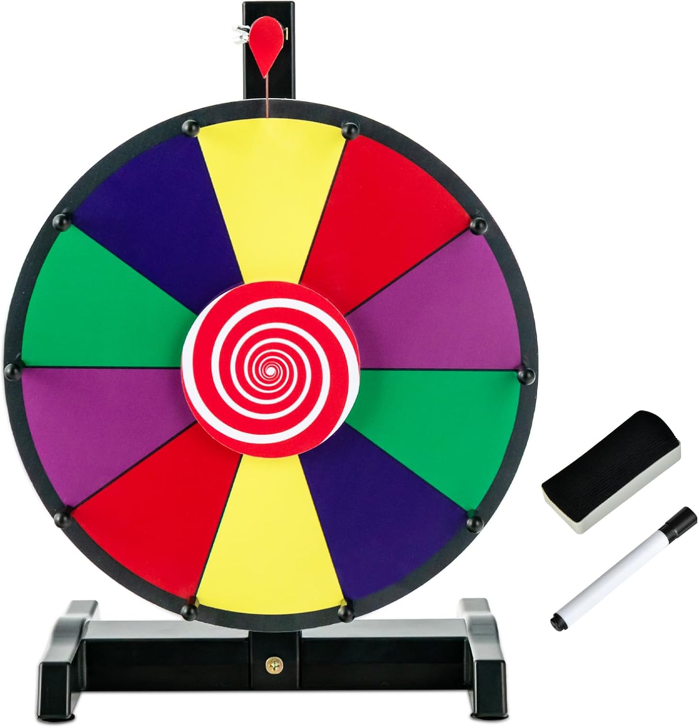 Koło Fortuny Φ30 cm, Koło z Nagrodami i 10 Miejscami do Personalizacji, Koło do Gry z Gumką do Wymazywania, na Imprezy, Urodziny (12"-30 cm)