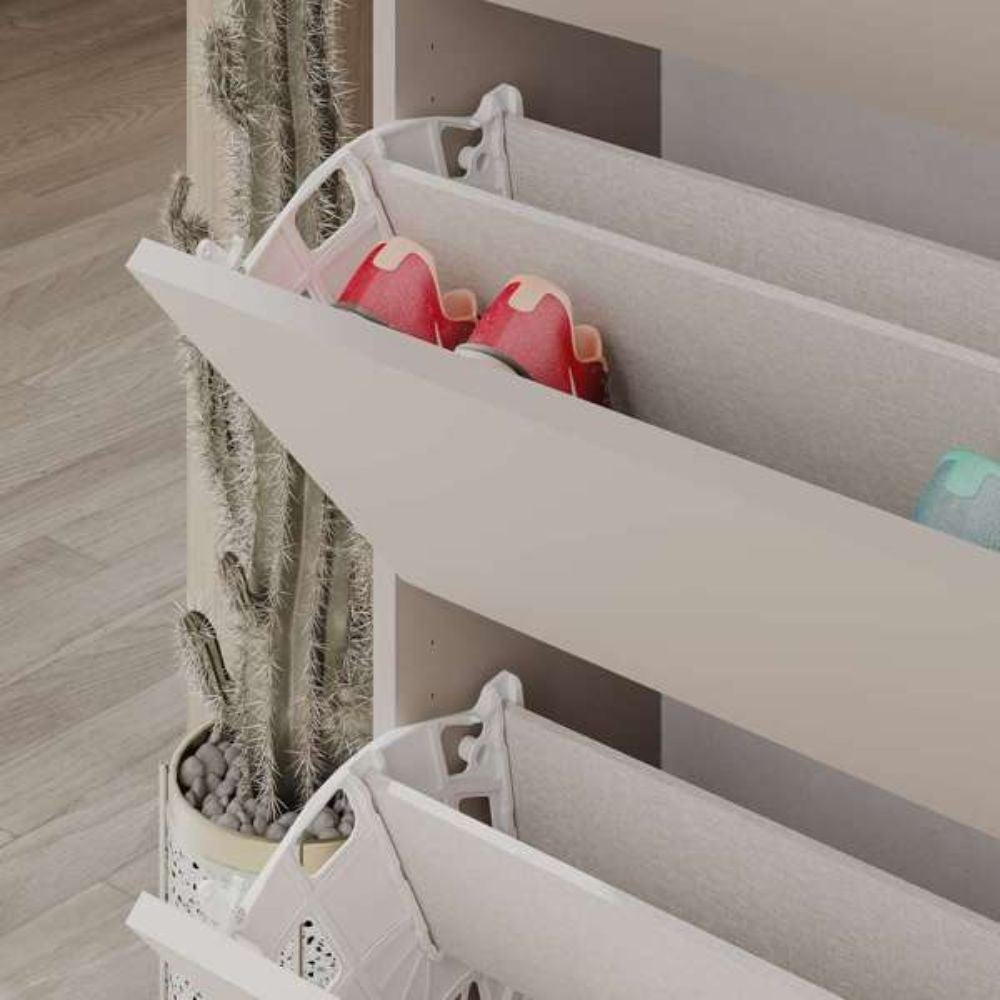 Scarpiera quattro ante a ribalta SHC540OAK 73x26x154,5 colore light mocha grigio - 5