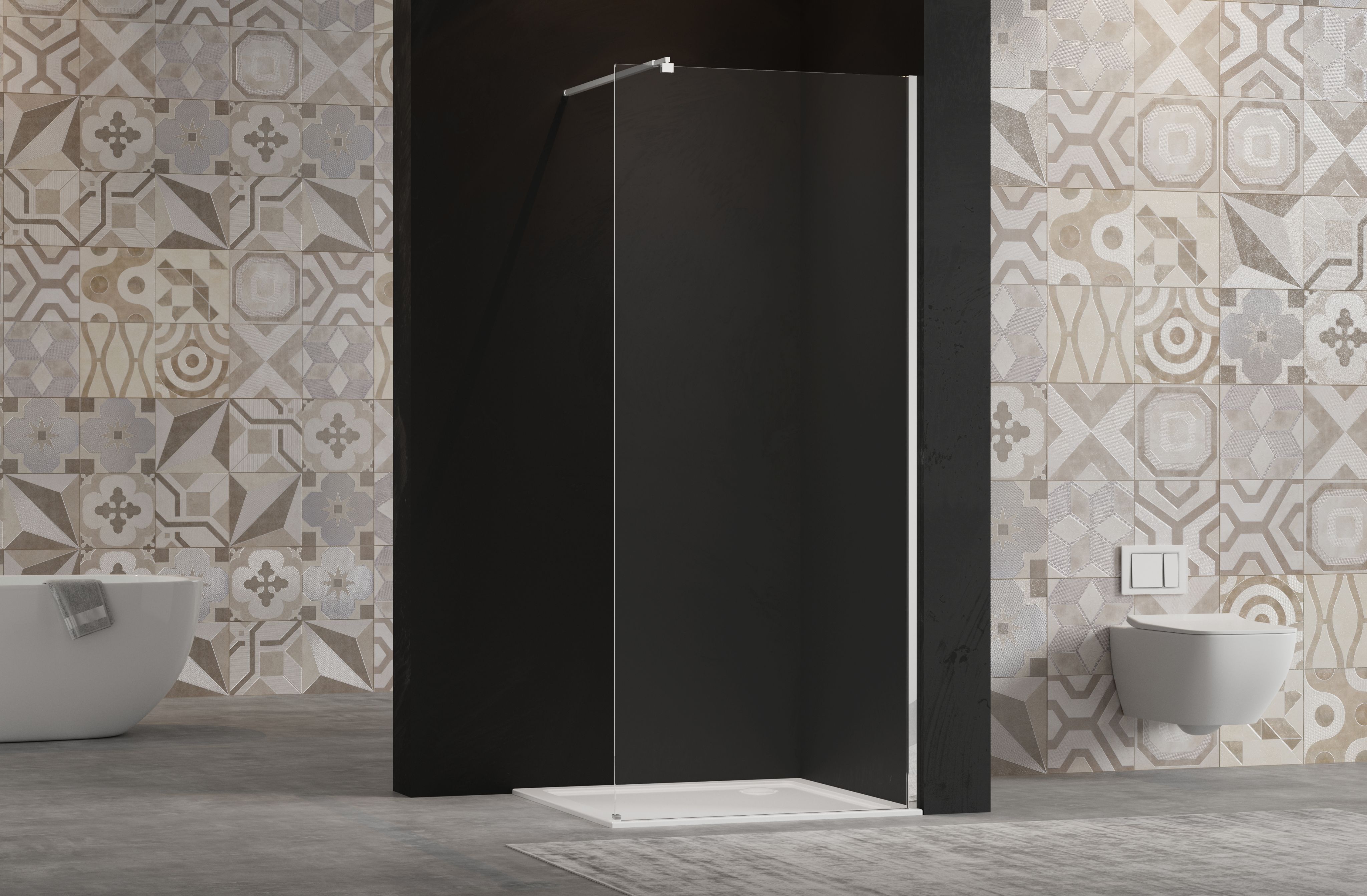 Kabina Prysznicowa Walk In Prysznic Walk-In Ścianka 200 x 120 cm INVENA - 3
