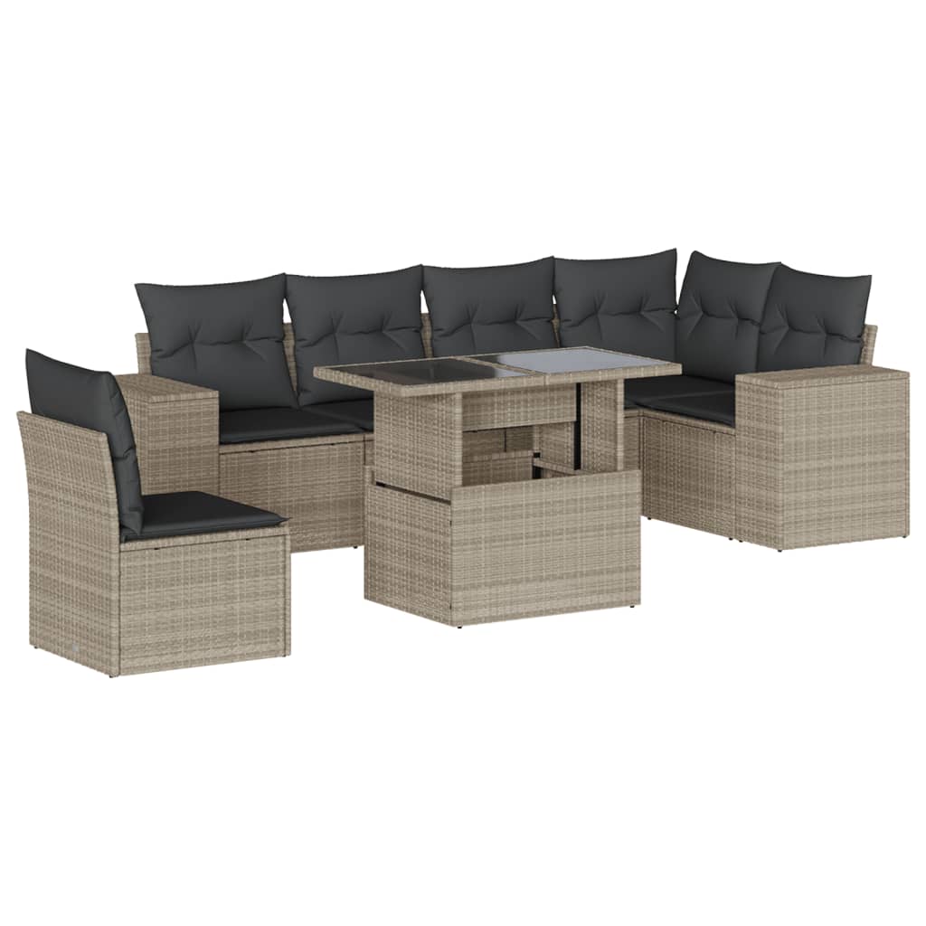 Zestaw Mebli Ogrodowych z Poduszkami Szary Technorattan Komplet Wypoczynkowy Na Taras Balkon Ogród