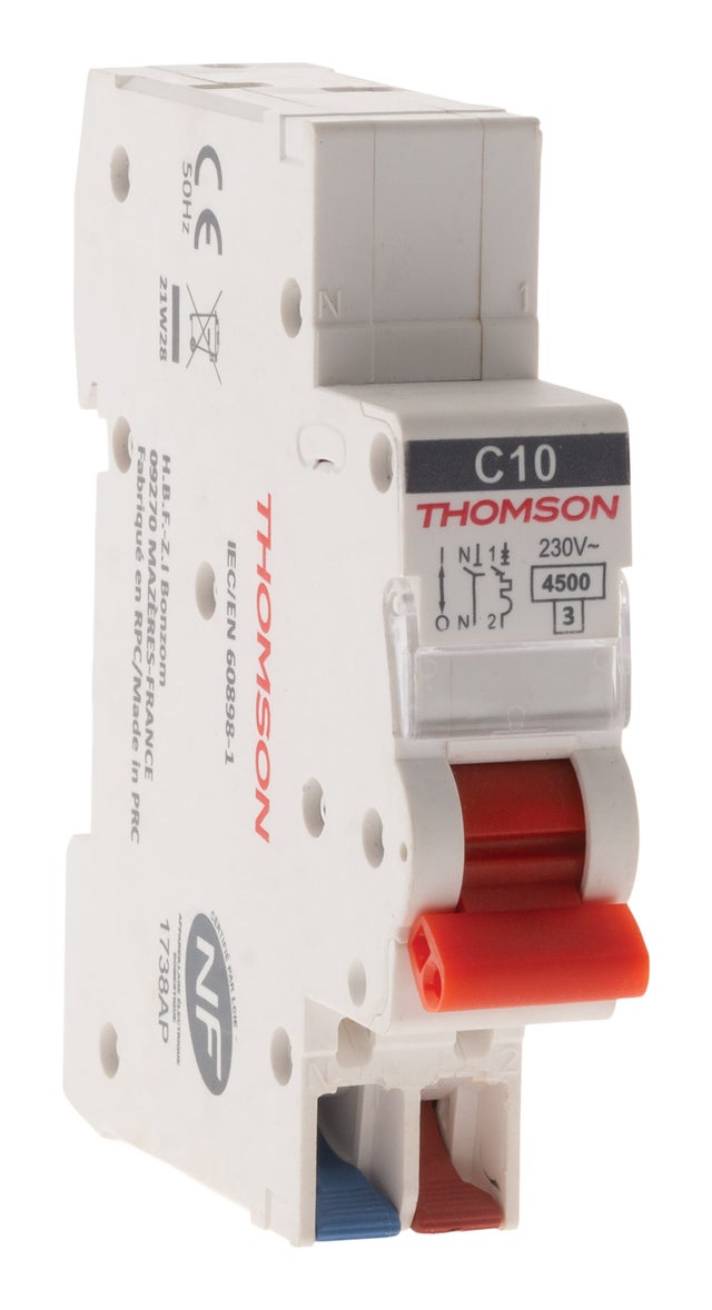 Disjoncteur 1P+N peignable bornes automatiques 10A NF Easy Connect - Thomson