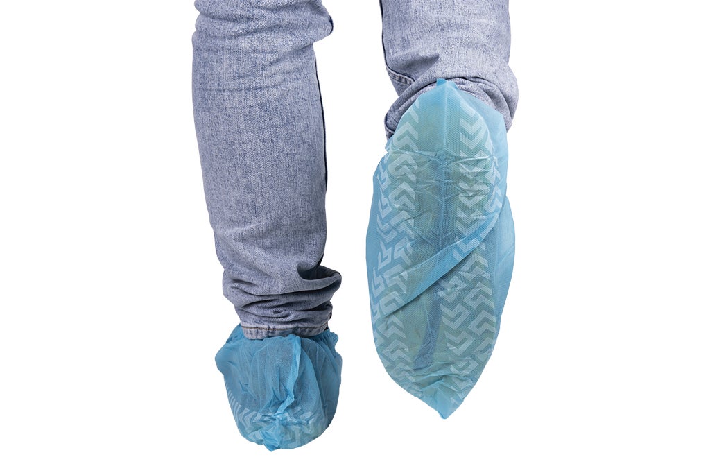 Cofan Cubrezapatos desechables | Pack de 100 unidades | Antideslizante | Material: polipropileno | Talla única | Color: azul | Cubre patucos con banda - 3