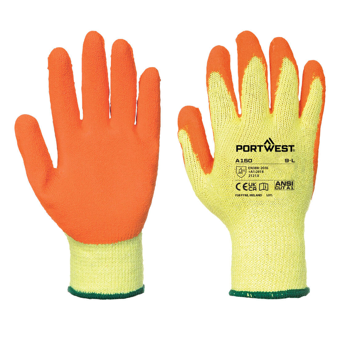 Gants tricoté Portwest enduit Latex Fortis A150 Jaune / Orange 11 - 3