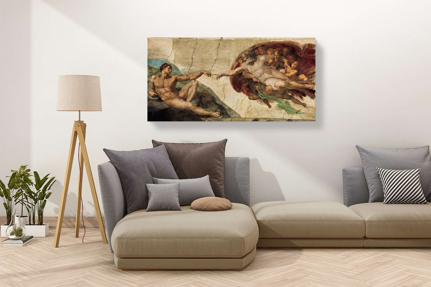Peinture, impression sur toile - Michelangelo Buonarroti, La Création d'Adam - 100x50 cm - 3