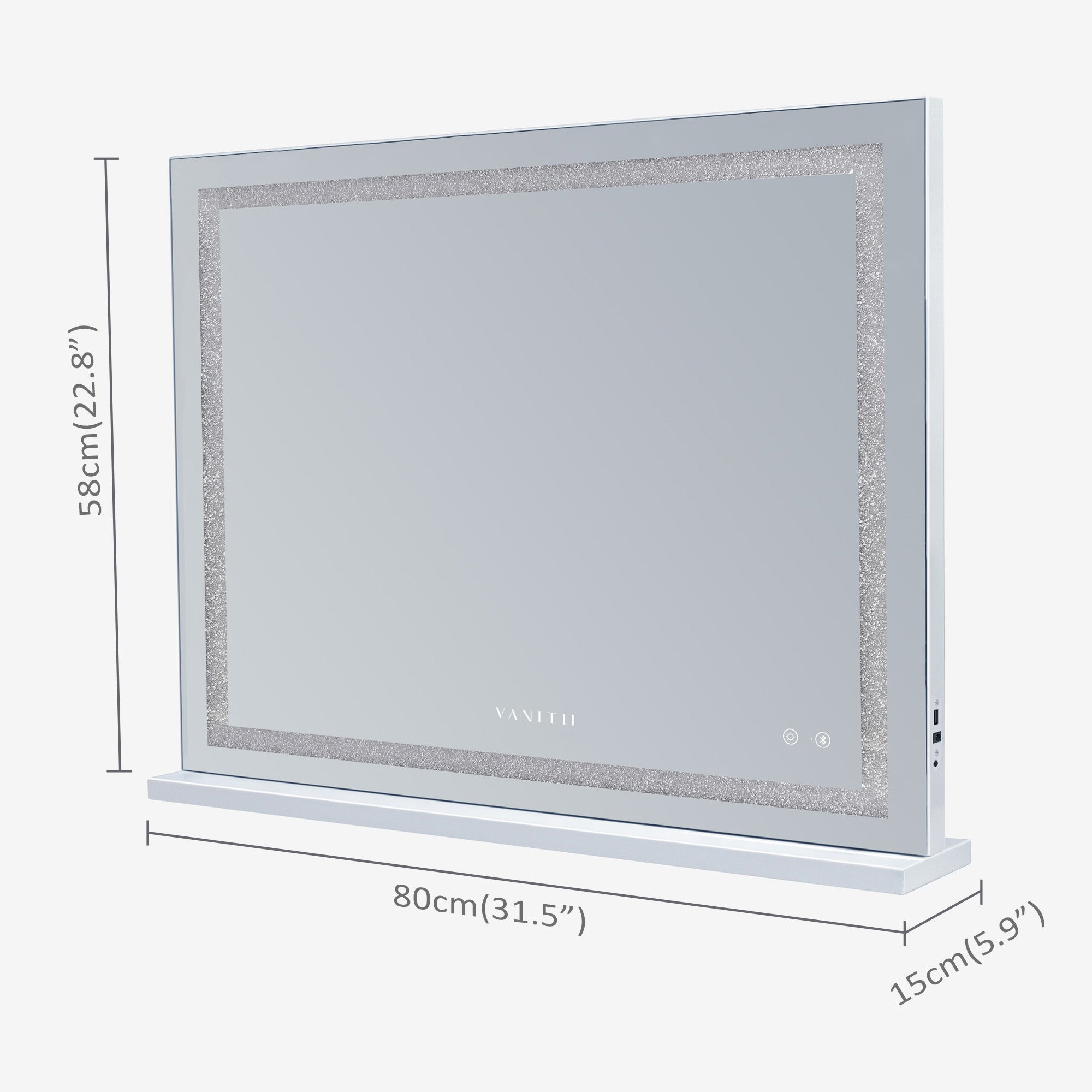 Coiffeuse avec miroir LED, 11 Tiroirs - 130 x 55 x 81 cm - RVB - avec Bluetooth Miroir Style Cristal (80 x 58 x 15 cm) - 8