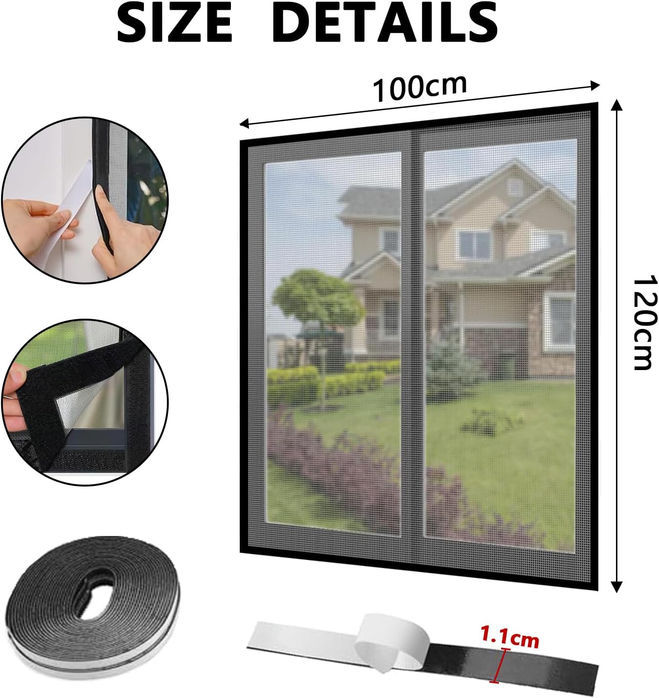 Protection de fenêtre pour chat avec bandes adhésives, sans danger pour les chats empêche les insectes d'entrer, parfaite pour les balcons et les cha - 2