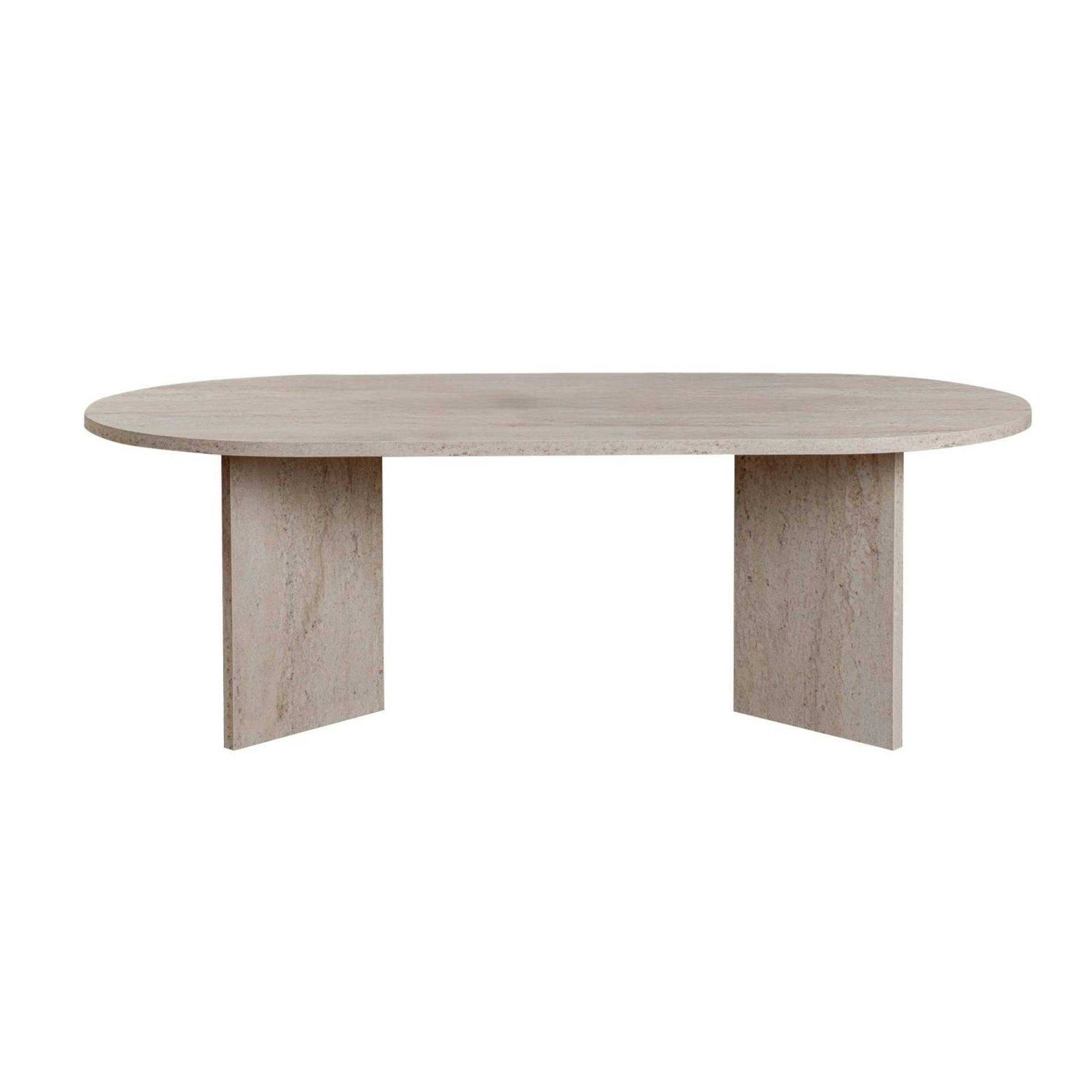 Table basse ovale effet travertin - pieds en V MARFA - 6