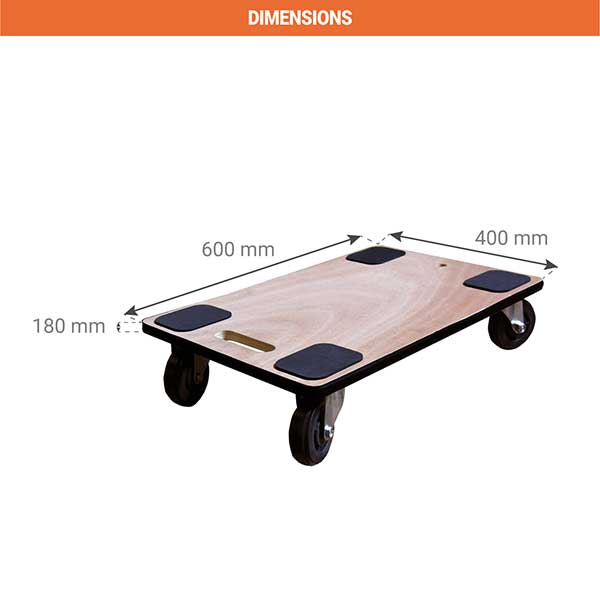 Plateau roulant bois 600x400mm - Roues caoutchouc - Charge max. 350kg - PB34 - 2