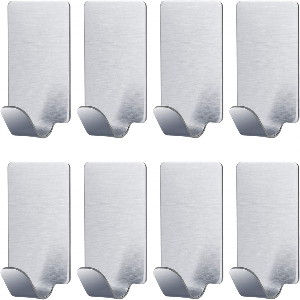 8 sztuk stalowych nierdzewnych ściennych samoprzylepnych haczyków do łazienki i kuchni