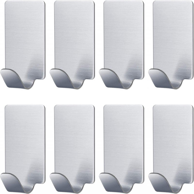 8 sztuk stalowych nierdzewnych ściennych samoprzylepnych haczyków do łazienki i kuchni