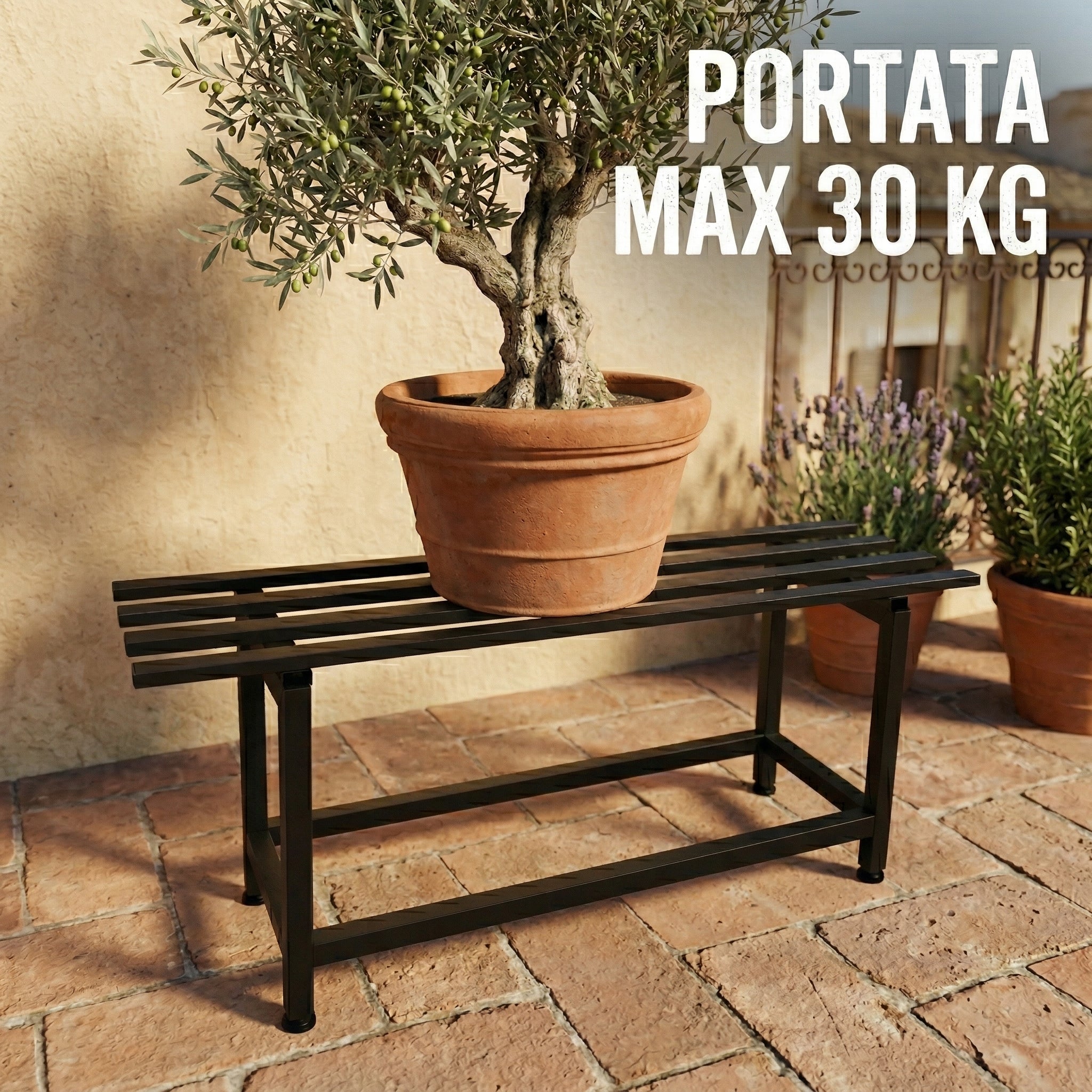 Fioriera portafiori vaso Rialzata da interno esterno in metallo verniciato a polvere bonsai piante grasse design 1 RIPIANO 80CM Maka - 7