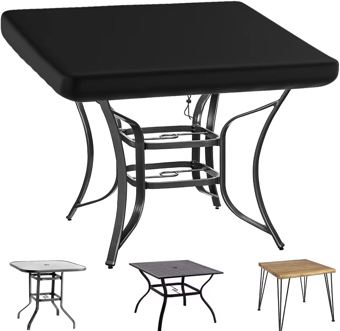 Wodoodporny pokrowiec ochronny na stół ogrodowy, ochrona mebli ogrodowych, do użytku wewnątrz i na zewnątrz, tkanina Oxford 420D, 122 x 122 x 10 cm